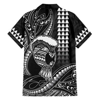 Hawaii Ikaika Warrior Helmet Family Matching Puletasi and Hawaiian Shirt Black Tribal Tattoo LT05 - Polynesian Pride
