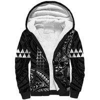 Hawaii Ikaika Warrior Helmet Sherpa Hoodie Black Tribal Tattoo LT05 Unisex Black - Polynesian Pride