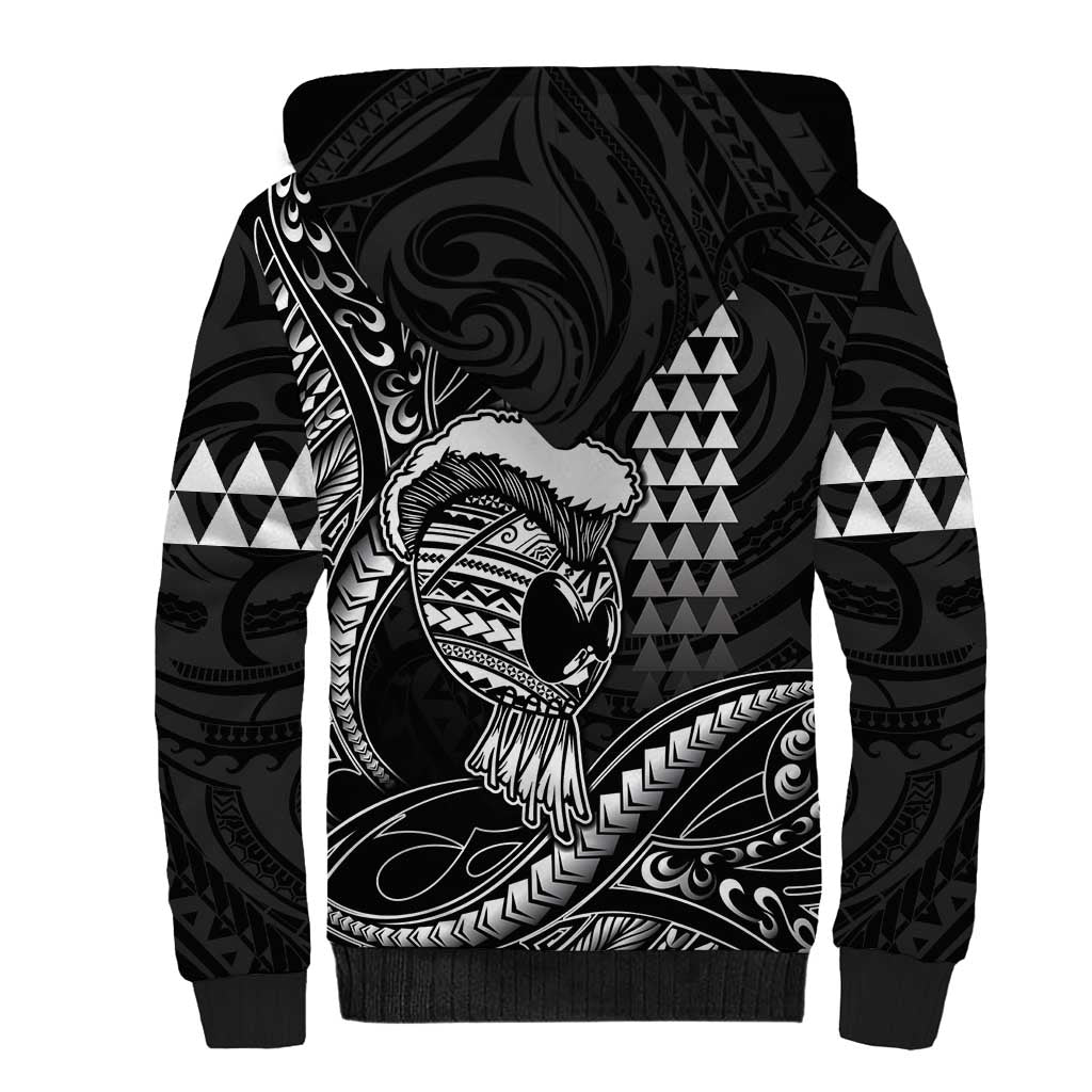Hawaii Ikaika Warrior Helmet Sherpa Hoodie Black Tribal Tattoo LT05 - Polynesian Pride