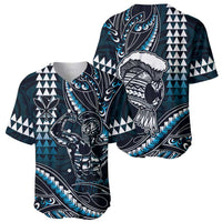 Hawaii Ikaika Warrior Helmet Baseball Jersey Blue Tribal Tattoo LT05 - Polynesian Pride