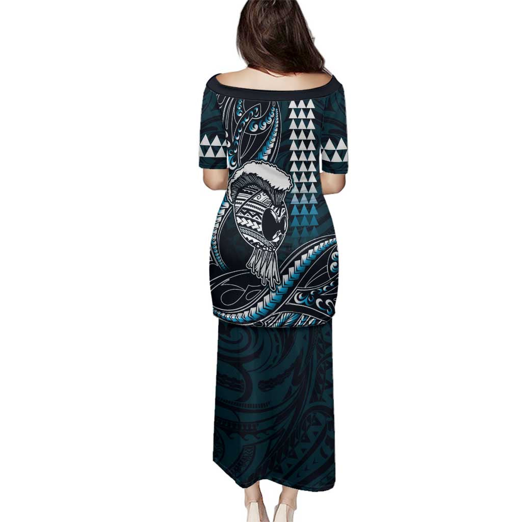 Hawaii Ikaika Warrior Helmet Family Matching Puletasi and Hawaiian Shirt Blue Tribal Tattoo LT05 - Polynesian Pride