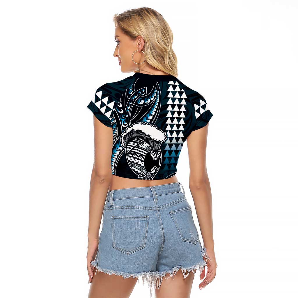 Hawaii Ikaika Warrior Helmet Raglan Cropped T Shirt Blue Tribal Tattoo