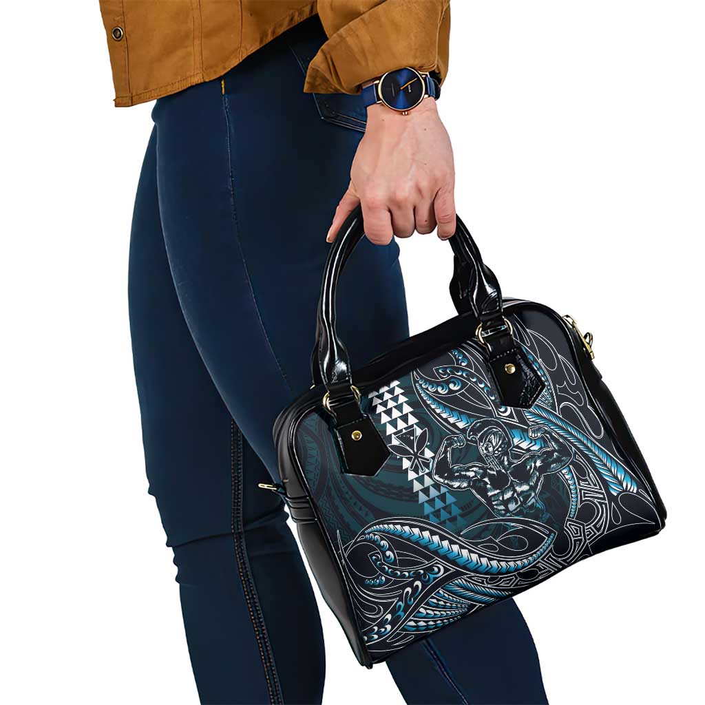 Hawaii Ikaika Warrior Helmet Shoulder Handbag Blue Tribal Tattoo