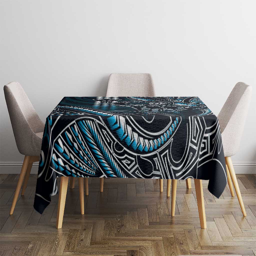 Hawaii Ikaika Warrior Helmet Tablecloth Blue Tribal Tattoo LT05 - Polynesian Pride