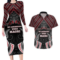 Aotearoa Couples Matching Long Sleeve Bodycon Dress and Hawaiian Shirt Proud To Be Maori LT05 Red - Polynesian Pride
