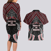 Aotearoa Couples Matching Long Sleeve Bodycon Dress and Hawaiian Shirt Proud To Be Maori LT05 - Polynesian Pride
