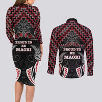 Aotearoa Couples Matching Long Sleeve Bodycon Dress and Long Sleeve Button Shirt Proud To Be Maori LT05 - Polynesian Pride