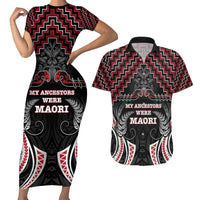 Aotearoa Couples Matching Short Sleeve Bodycon Dress and Hawaiian Shirt Proud To Be Maori LT05 Red - Polynesian Pride