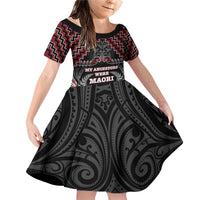 Aotearoa Family Matching Off Shoulder Short Dress and Hawaiian Shirt Proud To Be Maori LT05 Daughter's Dress Red - Polynesian Pride