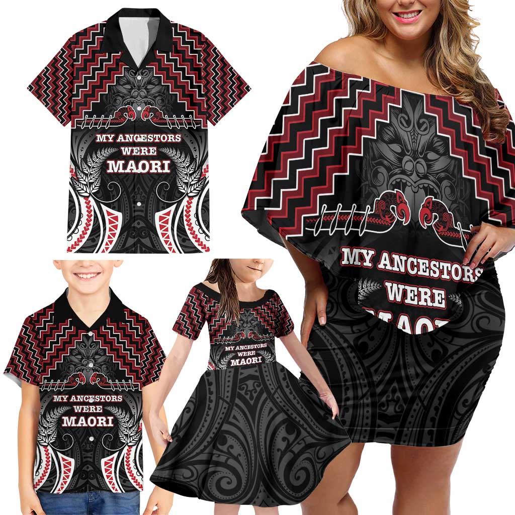 Aotearoa Family Matching Off Shoulder Short Dress and Hawaiian Shirt Proud To Be Maori LT05 - Polynesian Pride