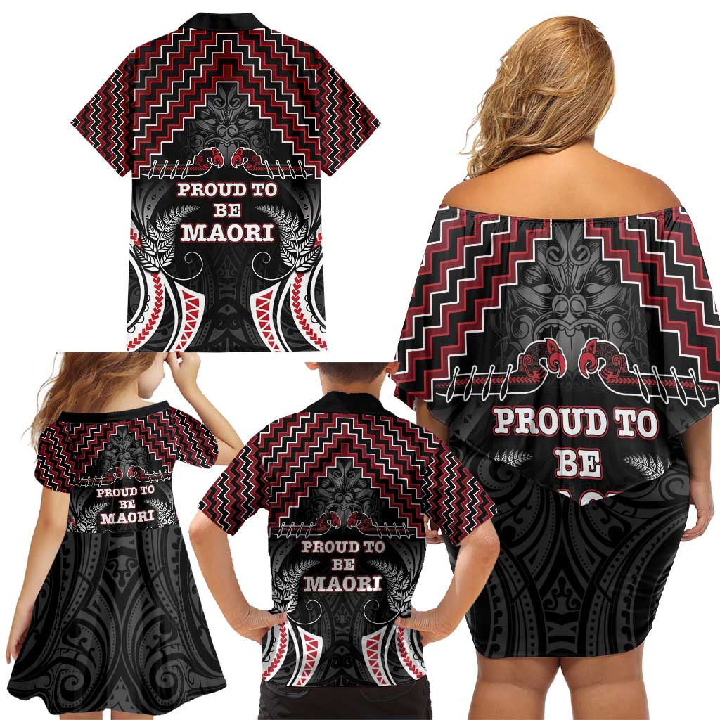 Aotearoa Family Matching Off Shoulder Short Dress and Hawaiian Shirt Proud To Be Maori LT05 - Polynesian Pride