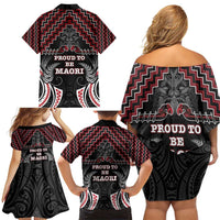 Aotearoa Family Matching Off Shoulder Short Dress and Hawaiian Shirt Proud To Be Maori LT05 - Polynesian Pride