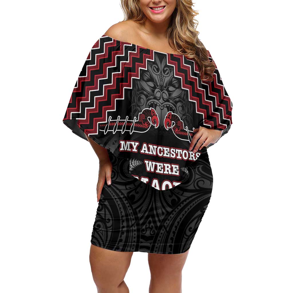 Aotearoa Family Matching Off Shoulder Short Dress and Hawaiian Shirt Proud To Be Maori LT05 Mom's Dress Red - Polynesian Pride
