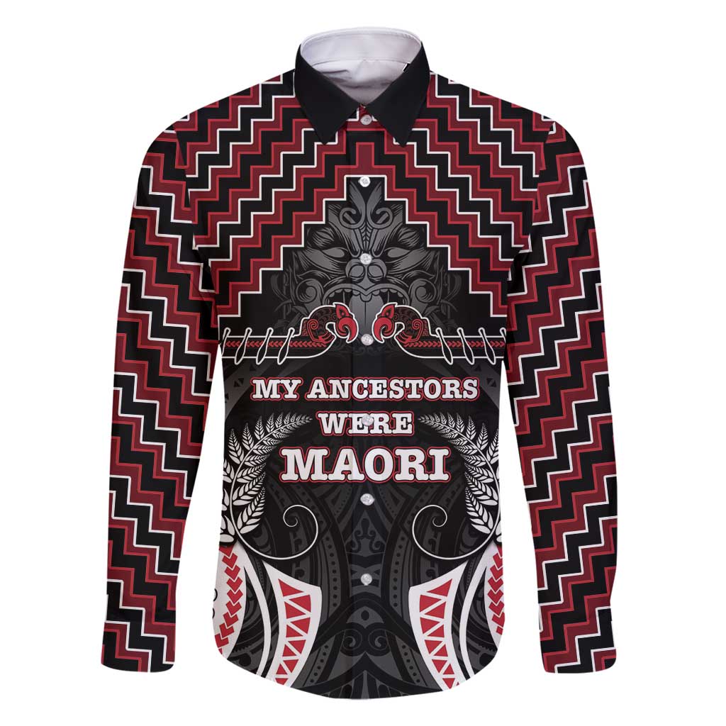 Aotearoa Family Matching Summer Maxi Dress and Hawaiian Shirt Proud To Be Maori LT05 Dad's Shirt - Long Sleeve Red - Polynesian Pride