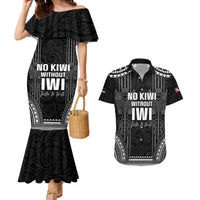 Aotearoa Toitu Te Tiriti Couples Matching Mermaid Dress and Hawaiian Shirt No Kiwi Without Iwi LT05 Black - Polynesian Pride