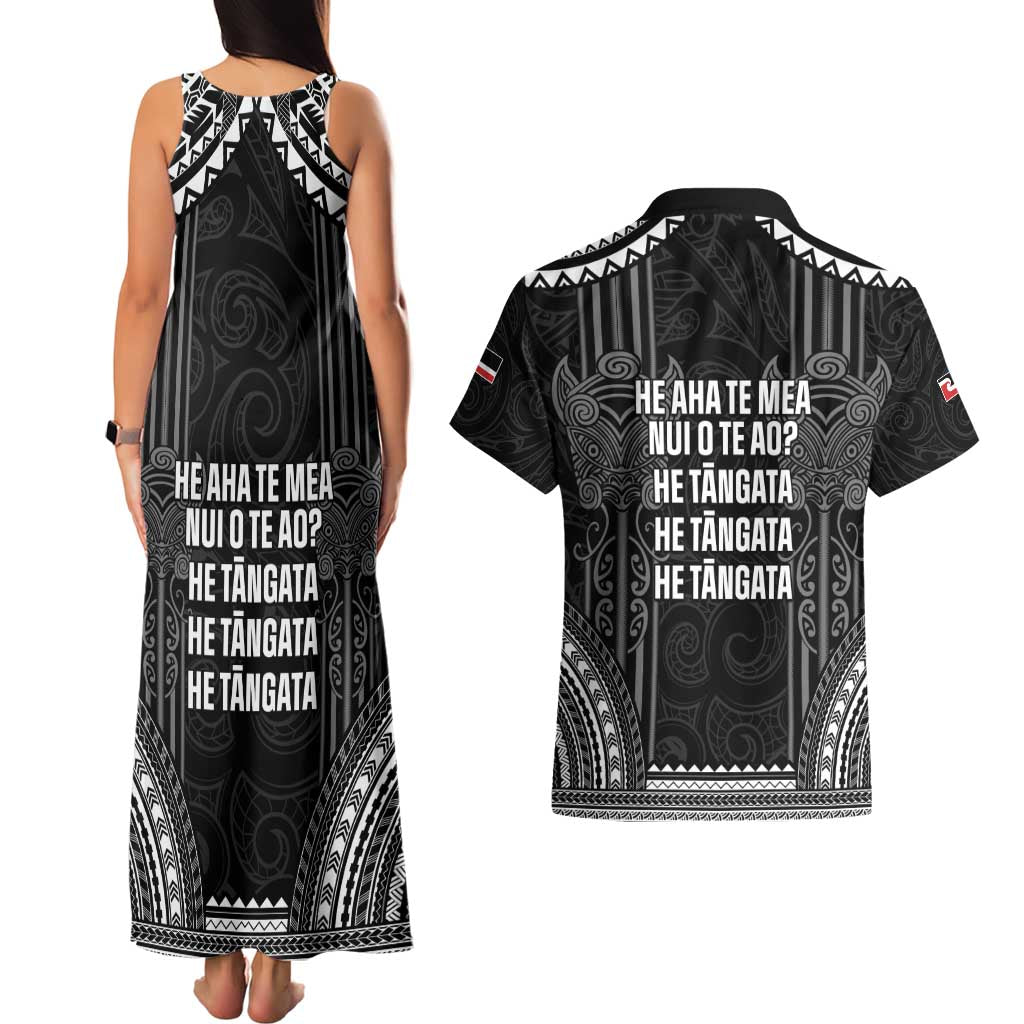 Aotearoa Toitu Te Tiriti Couples Matching Tank Maxi Dress and Hawaiian Shirt No Kiwi Without Iwi LT05 - Polynesian Pride