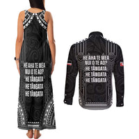 Aotearoa Toitu Te Tiriti Couples Matching Tank Maxi Dress and Long Sleeve Button Shirt No Kiwi Without Iwi LT05 - Polynesian Pride