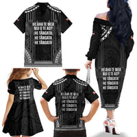 Aotearoa Toitu Te Tiriti Family Matching Off The Shoulder Long Sleeve Dress and Hawaiian Shirt No Kiwi Without Iwi LT05 - Polynesian Pride