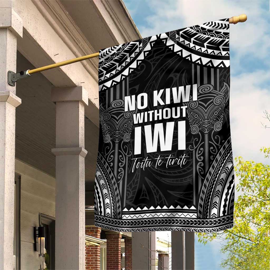 Aotearoa Toitu Te Tiriti Garden Flag No Kiwi Without Iwi LT05 House Flag Black - Polynesian Pride