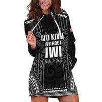 Aotearoa Toitu Te Tiriti Hoodie Dress No Kiwi Without Iwi LT05 Black - Polynesian Pride