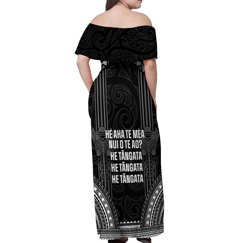 Aotearoa Toitu Te Tiriti Off Shoulder Maxi Dress No Kiwi Without Iwi LT05 - Polynesian Pride