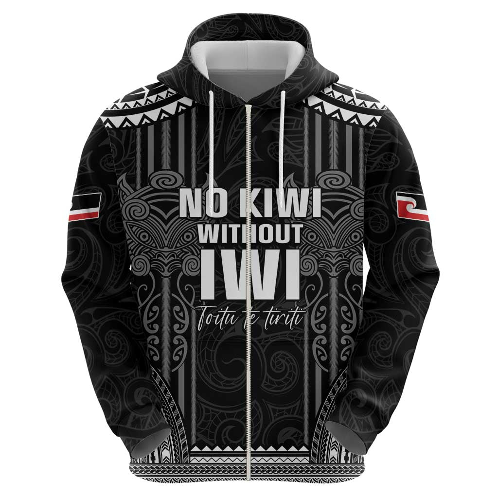 Aotearoa Toitu Te Tiriti Zip Hoodie No Kiwi Without Iwi LT05 - Polynesian Pride