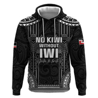 Aotearoa Toitu Te Tiriti Zip Hoodie No Kiwi Without Iwi LT05 Pullover Hoodie Black - Polynesian Pride