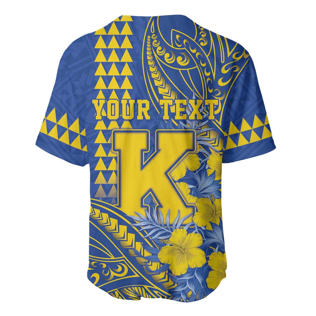 Personalised Hawaii Kaiser High School Baseball Jersey Tribal Tattoo With Hibiscus Flowers