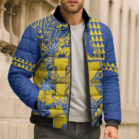 Personalised Hawaii Kaiser High School Bomber Puffer Jacket Tribal Tattoo With Hibiscus Flowers