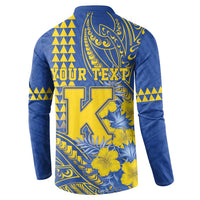 Personalised Hawaii Kaiser High School Button Sweatshirt Tribal Tattoo With Hibiscus Flowers