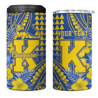 Personalised Hawaii Kaiser High School 4 in 1 Can Cooler Tumbler Tribal Tattoo With Hibiscus Flowers LT05 One Size: 16 oz Blue - Polynesian Pride
