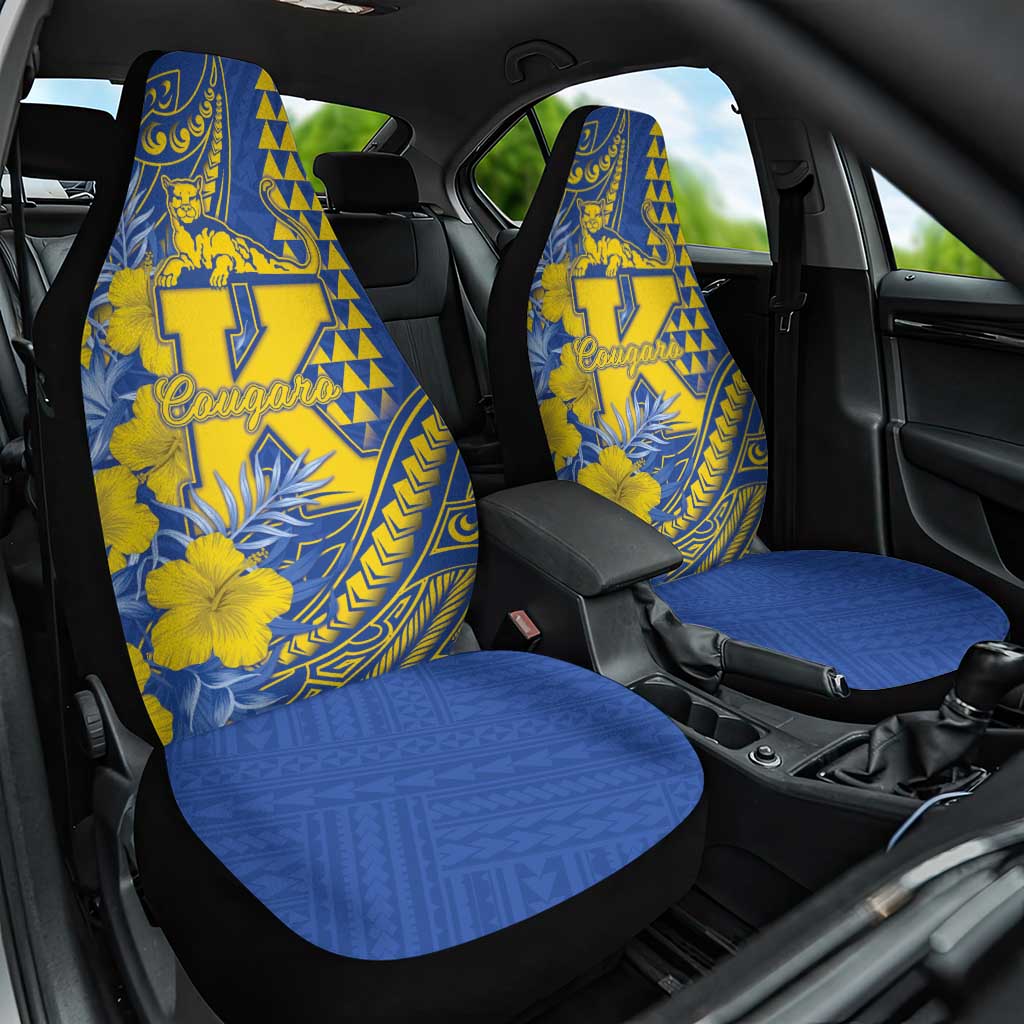 Hawaii Kaiser High School Car Seat Cover Tribal Tattoo With Hibiscus Flowers