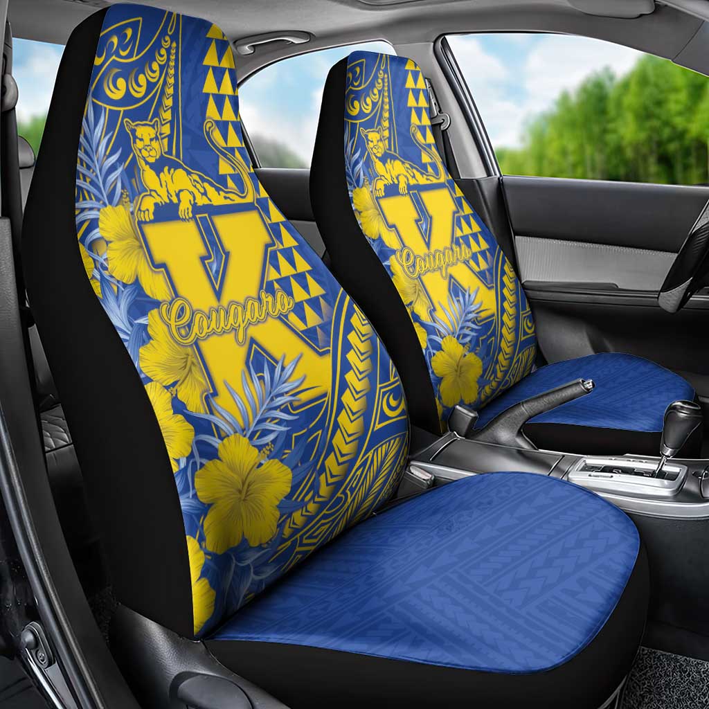 Hawaii Kaiser High School Car Seat Cover Tribal Tattoo With Hibiscus Flowers