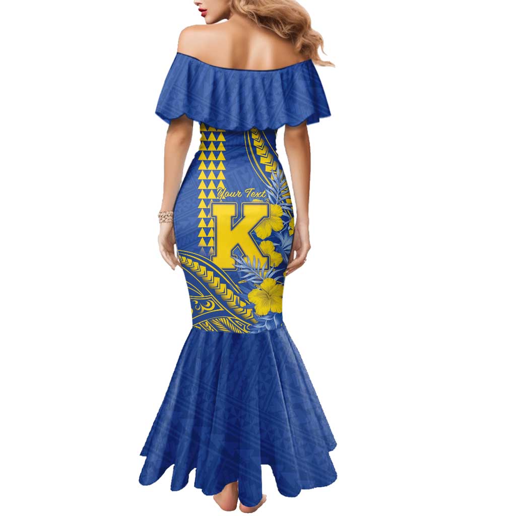 Personalised Hawaii Kaiser High School Family Matching Mermaid Dress and Hawaiian Shirt Tribal Tattoo With Hibiscus Flowers LT05 - Polynesian Pride