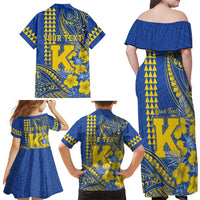 Personalised Hawaii Kaiser High School Family Matching Off Shoulder Maxi Dress and Hawaiian Shirt Tribal Tattoo With Hibiscus Flowers LT05 - Polynesian Pride
