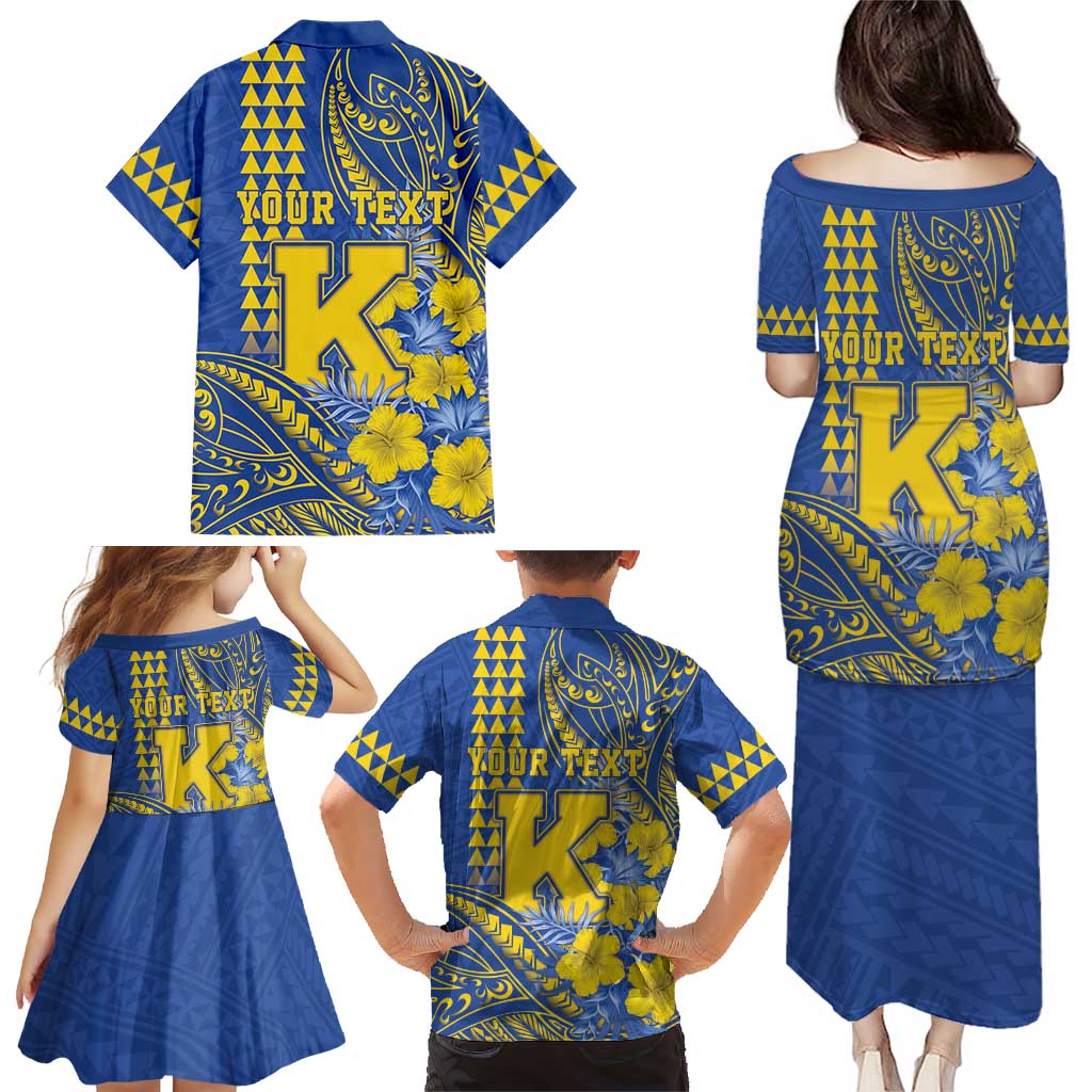 Personalised Hawaii Kaiser High School Family Matching Puletasi and Hawaiian Shirt Tribal Tattoo With Hibiscus Flowers LT05 - Polynesian Pride