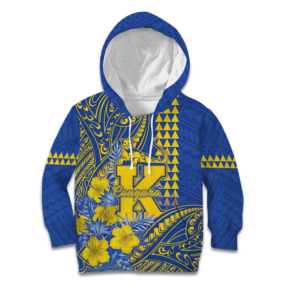 Personalised Hawaii Kaiser High School Kid Hoodie Tribal Tattoo With Hibiscus Flowers