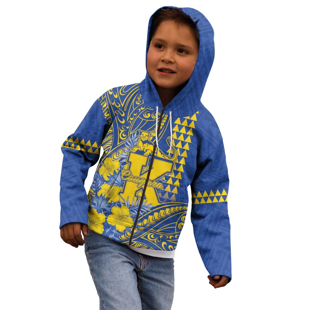 Personalised Hawaii Kaiser High School Kid Hoodie Tribal Tattoo With Hibiscus Flowers LT05 - Polynesian Pride