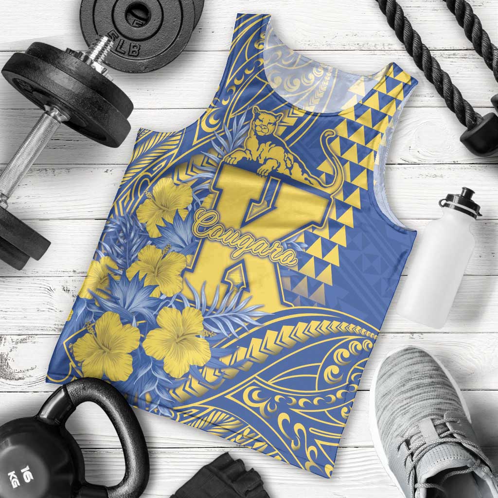 Personalised Hawaii Kaiser High School Men Tank Top Tribal Tattoo With Hibiscus Flowers