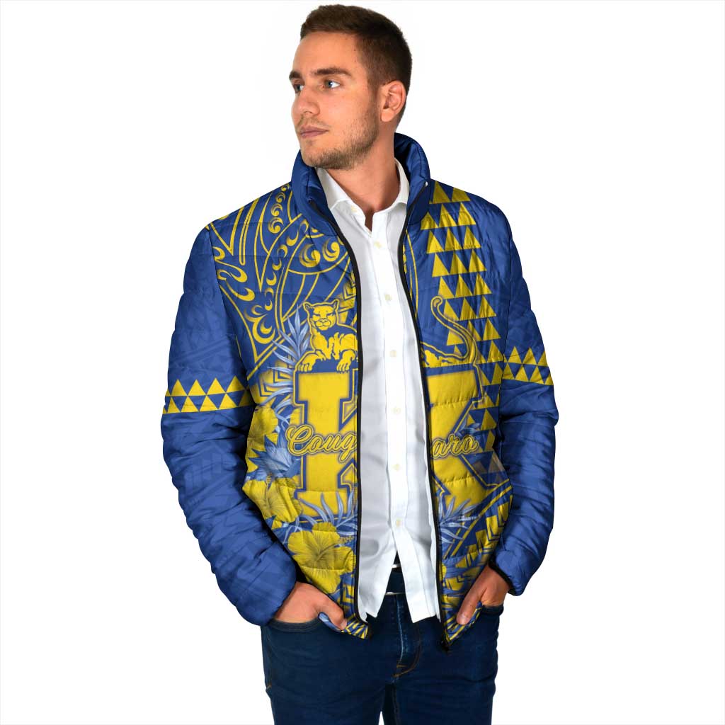 Personalised Hawaii Kaiser High School Padded Jacket Tribal Tattoo With Hibiscus Flowers
