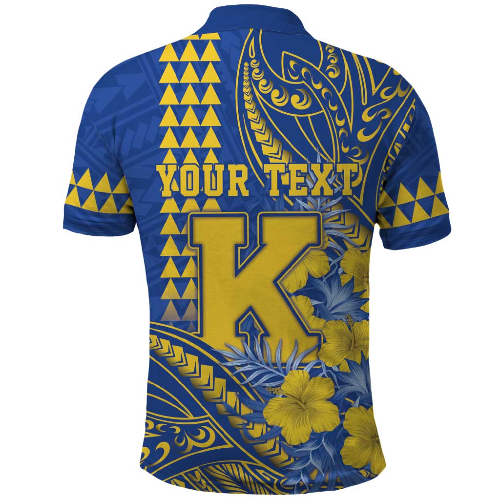 Personalised Hawaii Kaiser High School Polo Shirt Tribal Tattoo With Hibiscus Flowers