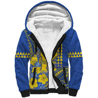 Personalised Hawaii Kaiser High School Sherpa Hoodie Tribal Tattoo With Hibiscus Flowers LT05 Unisex Blue - Polynesian Pride