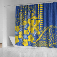 Hawaii Kaiser High School Shower Curtain Tribal Tattoo With Hibiscus Flowers