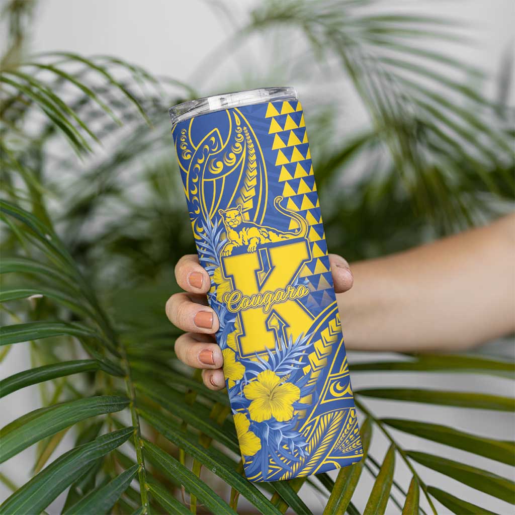 Personalised Hawaii Kaiser High School Skinny Tumbler Tribal Tattoo With Hibiscus Flowers LT05 - Polynesian Pride