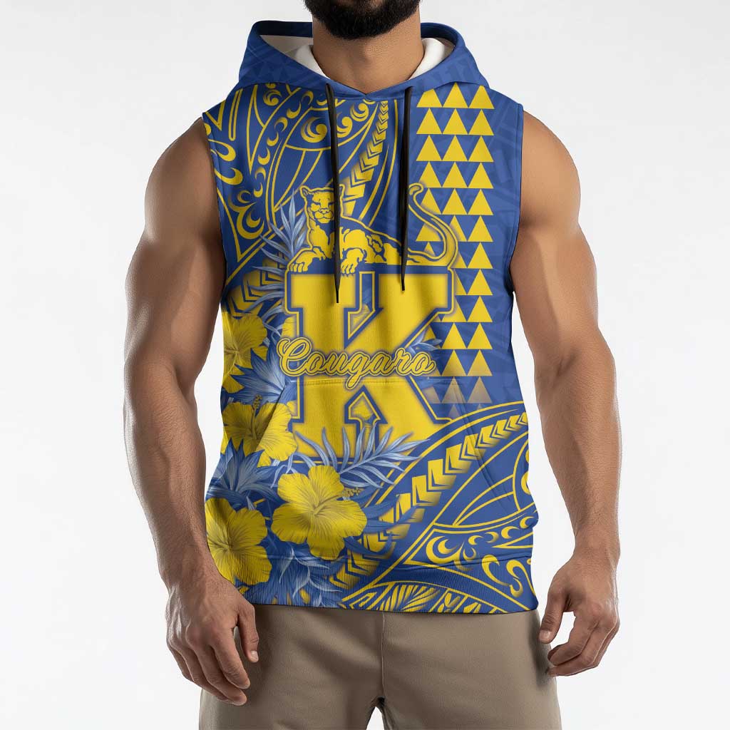 Personalised Hawaii Kaiser High School Sleeveless Hoodie Tribal Tattoo With Hibiscus Flowers LT05 - Polynesian Pride