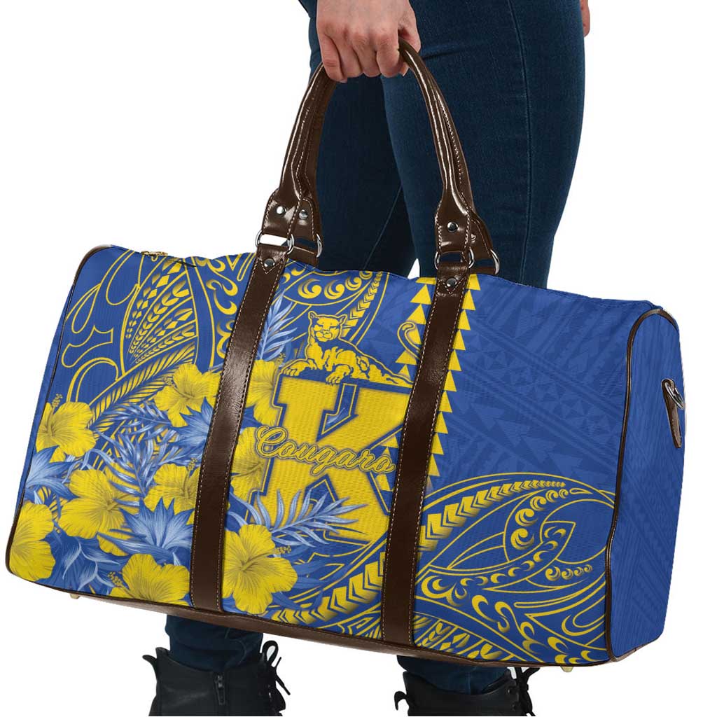 Hawaii Kaiser High School Travel Bag Tribal Tattoo With Hibiscus Flowers
