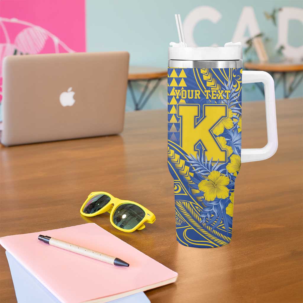 Personalised Hawaii Kaiser High School Tumbler With Handle Tribal Tattoo With Hibiscus Flowers LT05 - Polynesian Pride