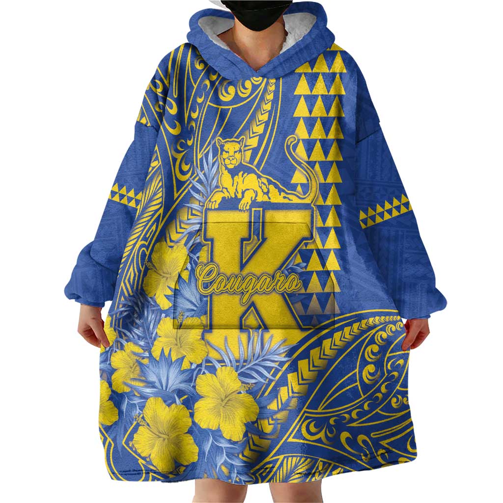 Personalised Hawaii Kaiser High School Wearable Blanket Hoodie Tribal Tattoo With Hibiscus Flowers LT05 - Polynesian Pride