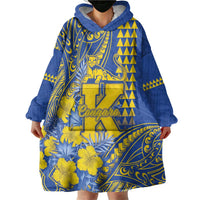 Personalised Hawaii Kaiser High School Wearable Blanket Hoodie Tribal Tattoo With Hibiscus Flowers LT05 - Polynesian Pride