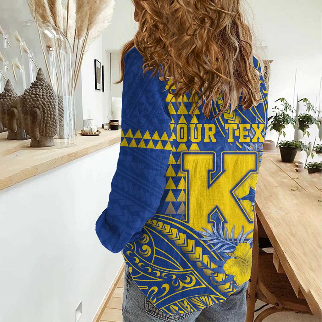 Personalised Hawaii Kaiser High School Women Casual Shirt Tribal Tattoo With Hibiscus Flowers LT05 - Polynesian Pride